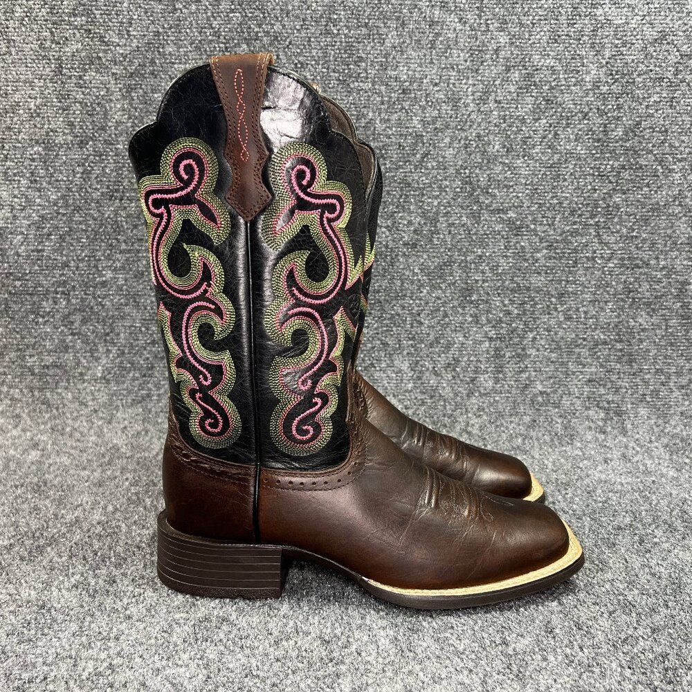 Ariat Quickdraw Western Boots Women's Size 6 Brown Leather Square Toe Cowboy